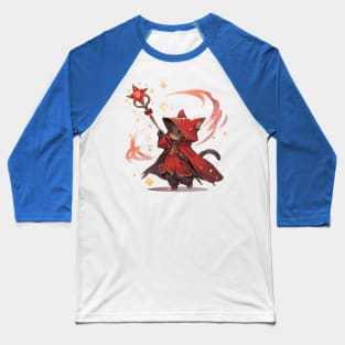 Cute Red Mage Cat Hero Baseball T-Shirt